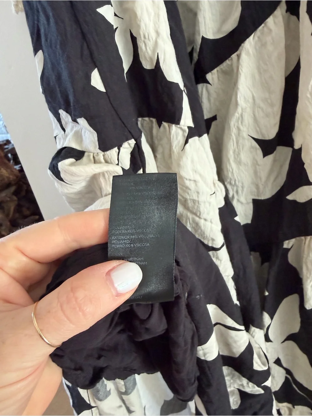 Anthropologie Black and Cream Floral Maxi Dress